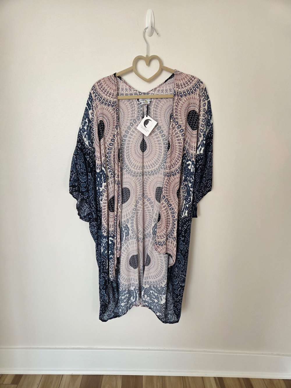 *LOTUS & LUNA*NWT*Paisley Print Pink & Blue Beach Kimono Cover-Up - Picture 5 of 9